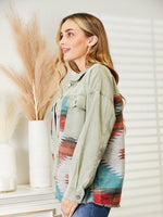 Dropped Shoulder Long Sleeve Printed Denim Jacket for a perfect OOTD – dress to impress outfits from Amexza