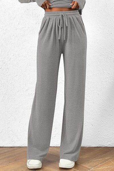 Round Neck Long Sleeve Top and Pants Set for a perfect OOTD – dress to impress outfits from Amexza