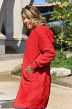 Double Take Full Size Hooded Teddy Bear Jacket with Thumbholes - Amexza