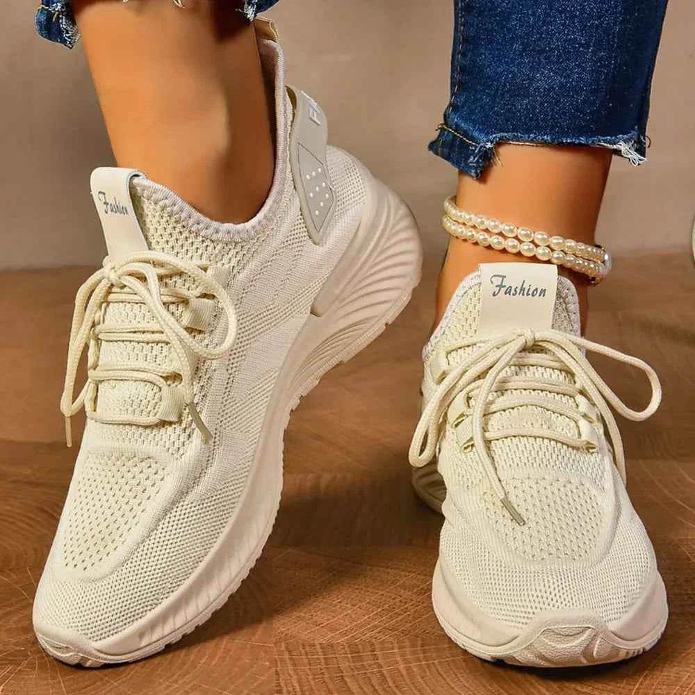 Round Toe Mesh Platform Athletic Beige for a perfect OOTD – dress to impress outfits from Amexza