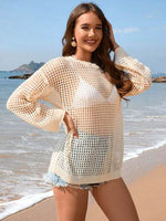 Openwork Dropped Shoulder Long Sleeve Cover-Up for a perfect OOTD – dress to impress outfits from Amexza