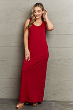 Plus Size Scoop Neck Maxi Tank Dress Burgundy for a perfect OOTD – dress to impress outfits from Amexza