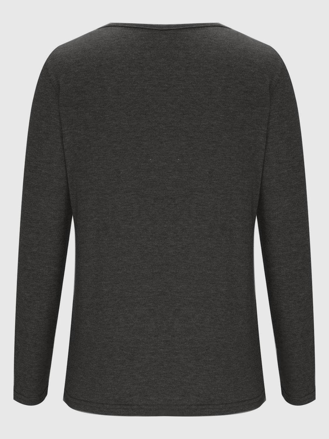 Crisscross V-Neck Long Sleeve T-Shirt - Amexza