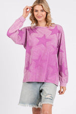 SAGE + FIG Mineral Wash Star Pattern T-Shirt - Amexza