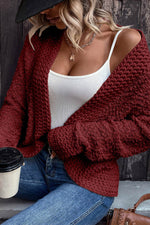 Solid Color Open Front Cardigan - Amexza
