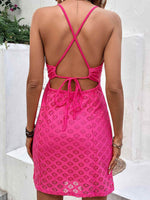 Perfee Openwork Spaghetti Strap Mini Dress - Amexza