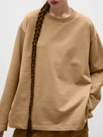 Round Neck Dropped Shoulder Long Sleeve T-Shirt - Amexza