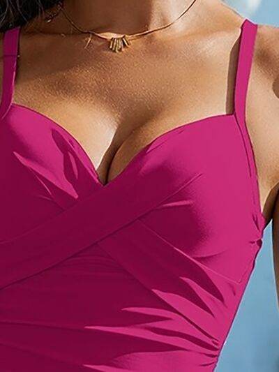 FAM-FAM Ruched Sweetheart Neck One-Piece Swimwear for a perfect OOTD – dress to impress outfits from Amexza