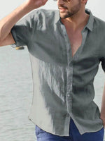 Men's Full Size Button Up Short Sleeve Shirt Plus Size Gray for a perfect OOTD – dress to impress outfits from Amexza