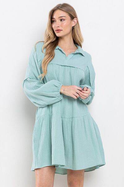 Ces Femme Johnny Collar Balloon Sleeve Mini Dress for a perfect OOTD – dress to impress outfits from Amexza
