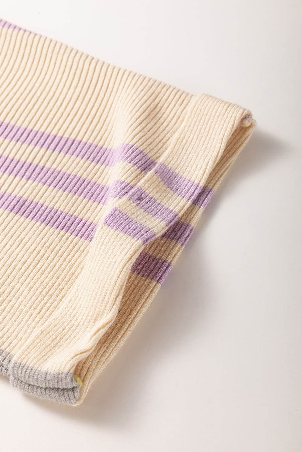 Contrast Striped Round Neck Three-Quarter Sleeve Top - Amexza