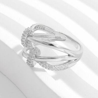 Inlaid Zircon 925 Sterling Silver Crisscross Ring for a perfect OOTD – dress to impress outfits from Amexza