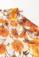 Printed Mock Neck Flare Sleeve Top - Amexza