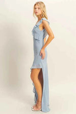 HYFVE Chiffon Ruffle Trim Midi Dress