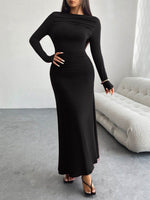 Devine Ruched Long Sleeve Maxi Dress - Amexza