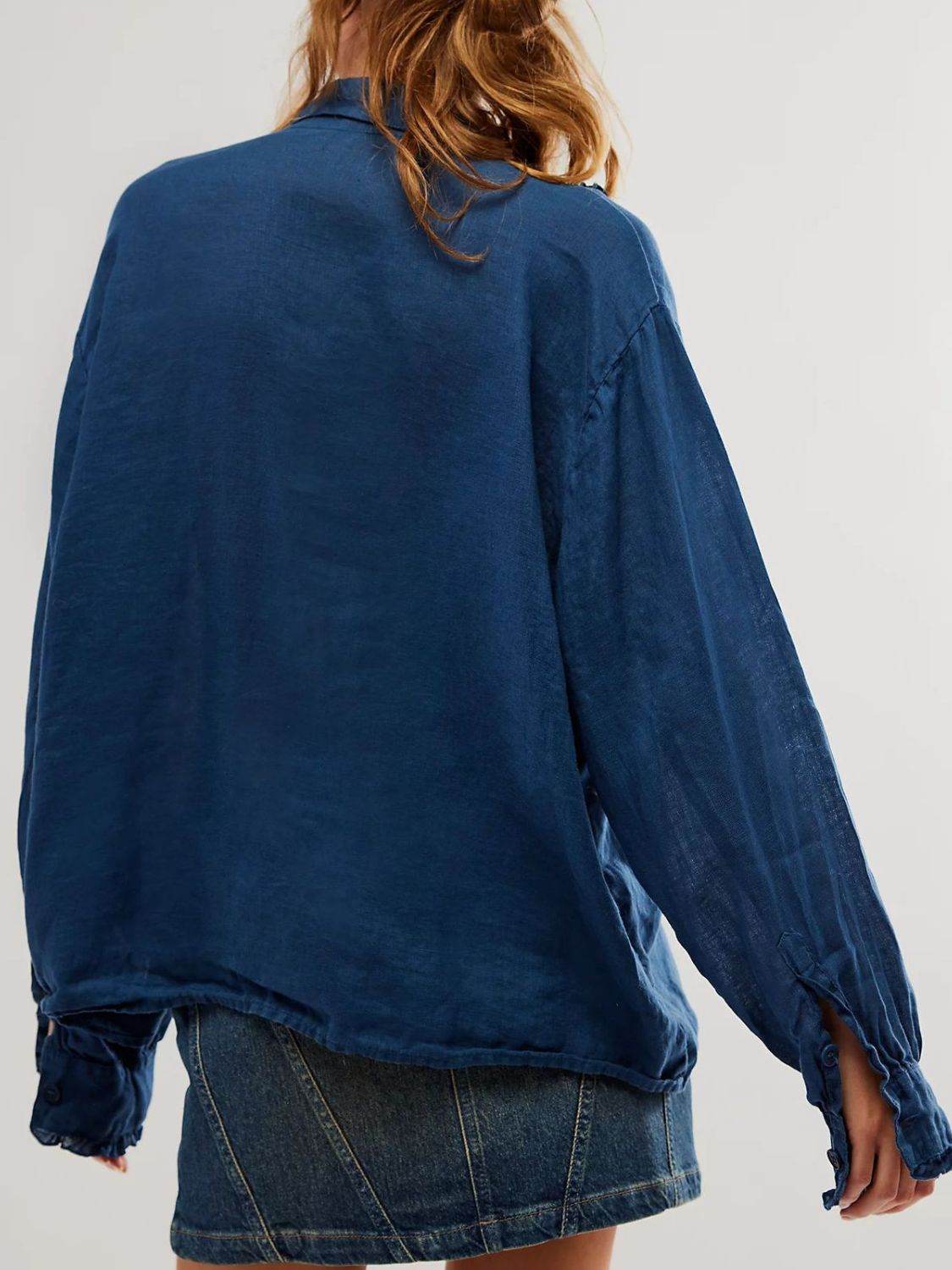 Frill Ruched Collared Neck Long Sleeve Shirt for a perfect OOTD – dress to impress outfits from Amexza