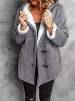 Full Size Pocketed Long Sleeve Hooded Toggle Jacket - Amexza