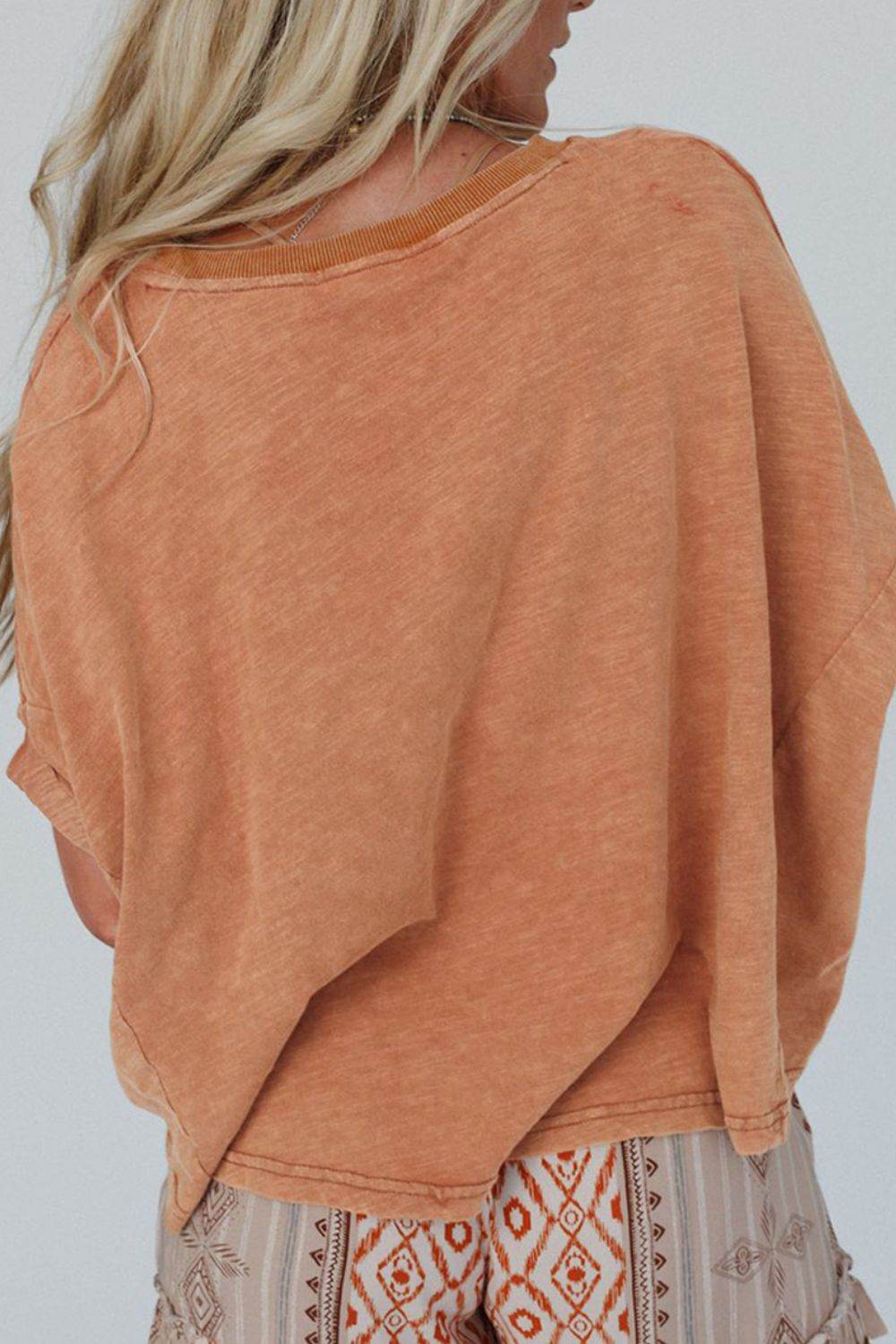 Stud Heart Patch Round Neck Short Sleeve T-Shirt - Amexza