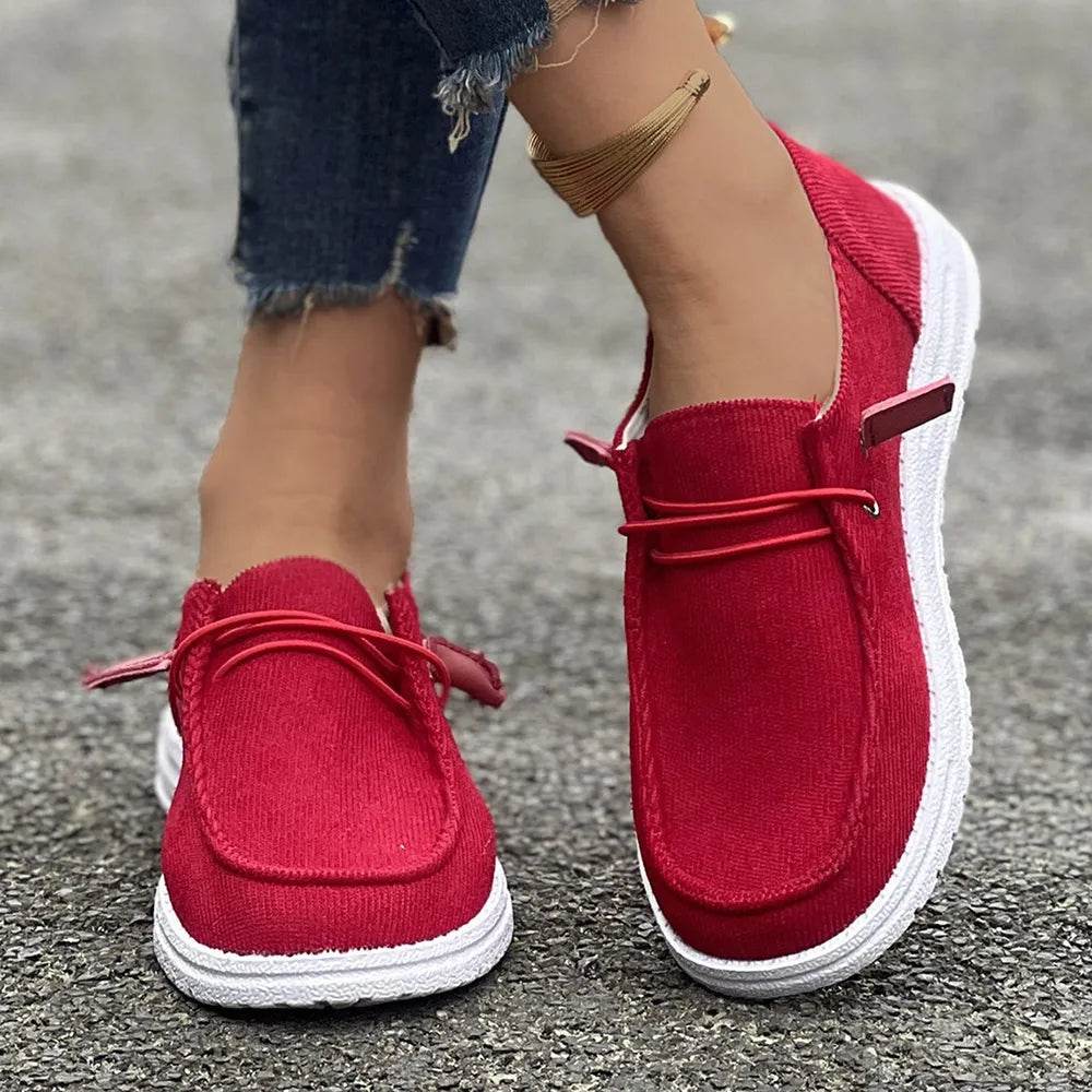 Round Toe Flat Slip-Ons Red for a perfect OOTD – dress to impress outfits from Amexza