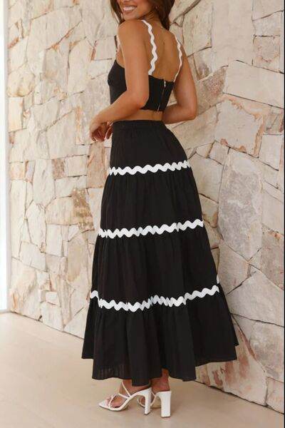 Contrast Trim Cami and Maxi Skirt Set for a perfect OOTD – dress to impress outfits from Amexza