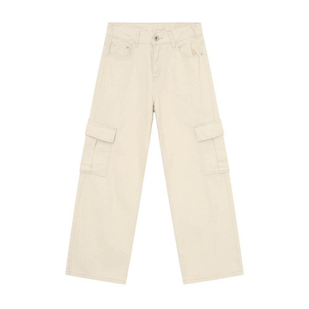 Wide Leg Cargo Jeans Eggshell M for a perfect OOTD – dress to impress outfits from Amexza