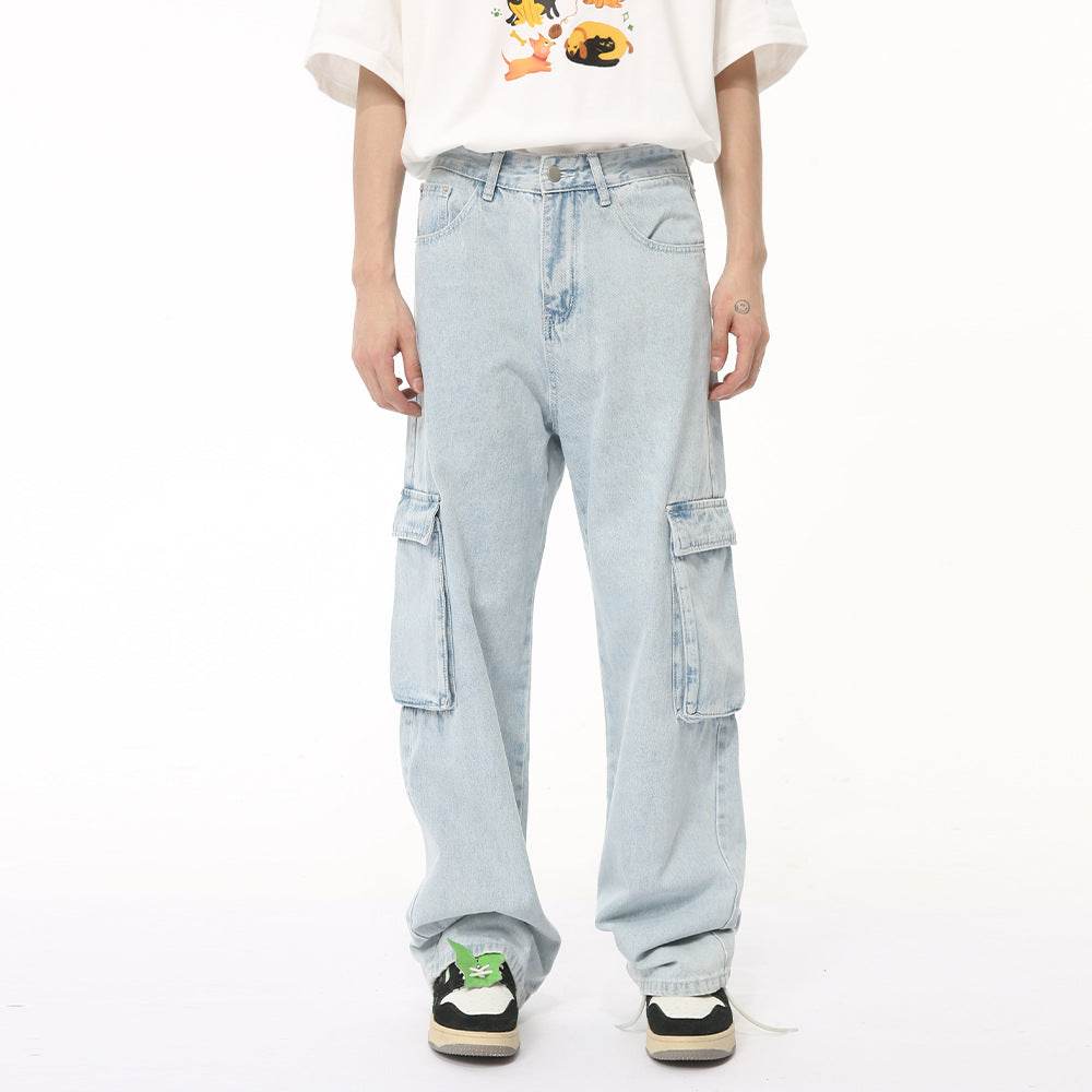 Men's Washed Straight Cargo Jeans Light XL for a perfect OOTD – dress to impress outfits from Amexza