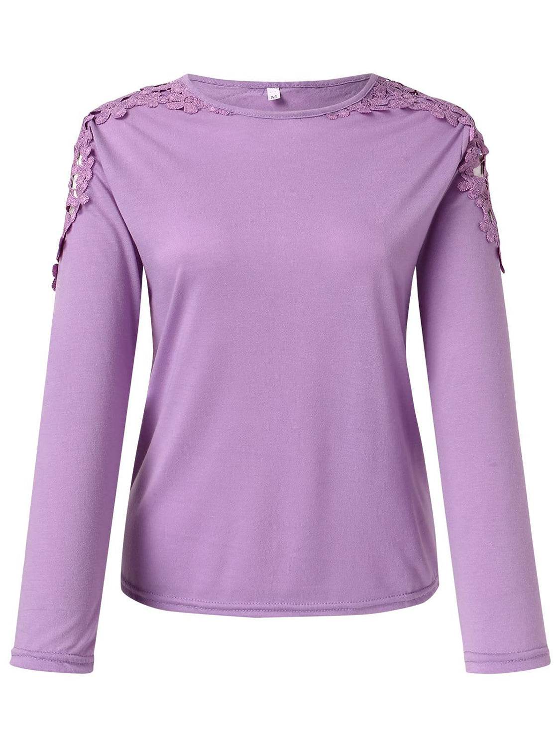 Full Size Cutout Round Neck Long Sleeve T-Shirt - Amexza