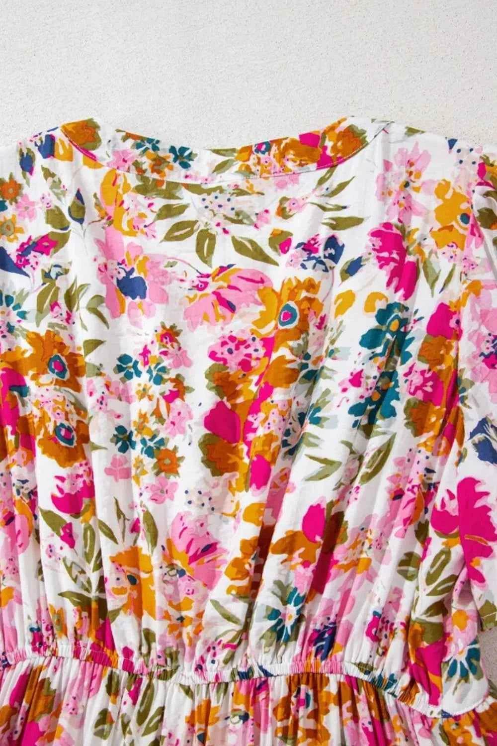 Floral Short Sleeve V Neck Dress with Pockets for a perfect OOTD – dress to impress outfits from Amexza