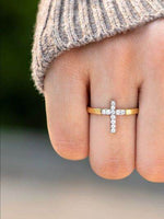 925 Sterling Silver Inlaid Zircon Cross Ring for a perfect OOTD – dress to impress outfits from Amexza