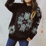 Snowflake Pattern Long Sleeve Sweater for a perfect OOTD – dress to impress outfits from Amexza