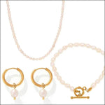 Pearl Necklace, Bracelet and Earrings 4-Piece Jewelry Set for a perfect OOTD – dress to impress outfits from Amexza