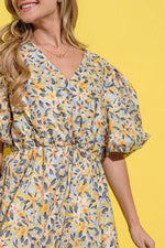 Full Size Floral Surplice Puff Sleeve Dress for a perfect OOTD – dress to impress outfits from Amexza