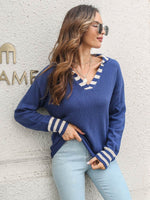 Johnny Collar Drop Shoulder Sweater Dark Blue for a perfect OOTD – dress to impress outfits from Amexza