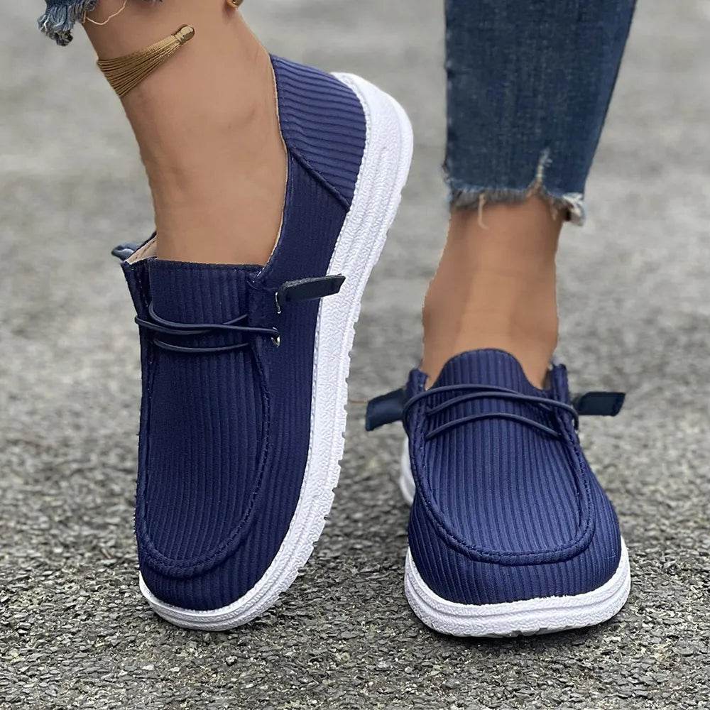 Round Toe Flat Slip-Ons Navy for a perfect OOTD – dress to impress outfits from Amexza