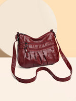 PU Leather Ruched Adjustable Strap Shoulder Bag Deep Red One Size for a perfect OOTD – dress to impress outfits from Amexza