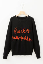HELLO PUMPKIN Round Neck Long Sleeve Sweater for a perfect OOTD – dress to impress outfits from Amexza