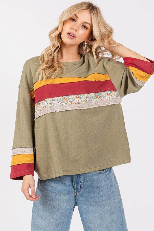 SAGE + FIG French Terry Color Block T-Shirt - Amexza
