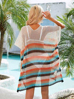 Angel Wings Cutout Striped Cover-Up with Tassel for a perfect OOTD – dress to impress outfits from Amexza