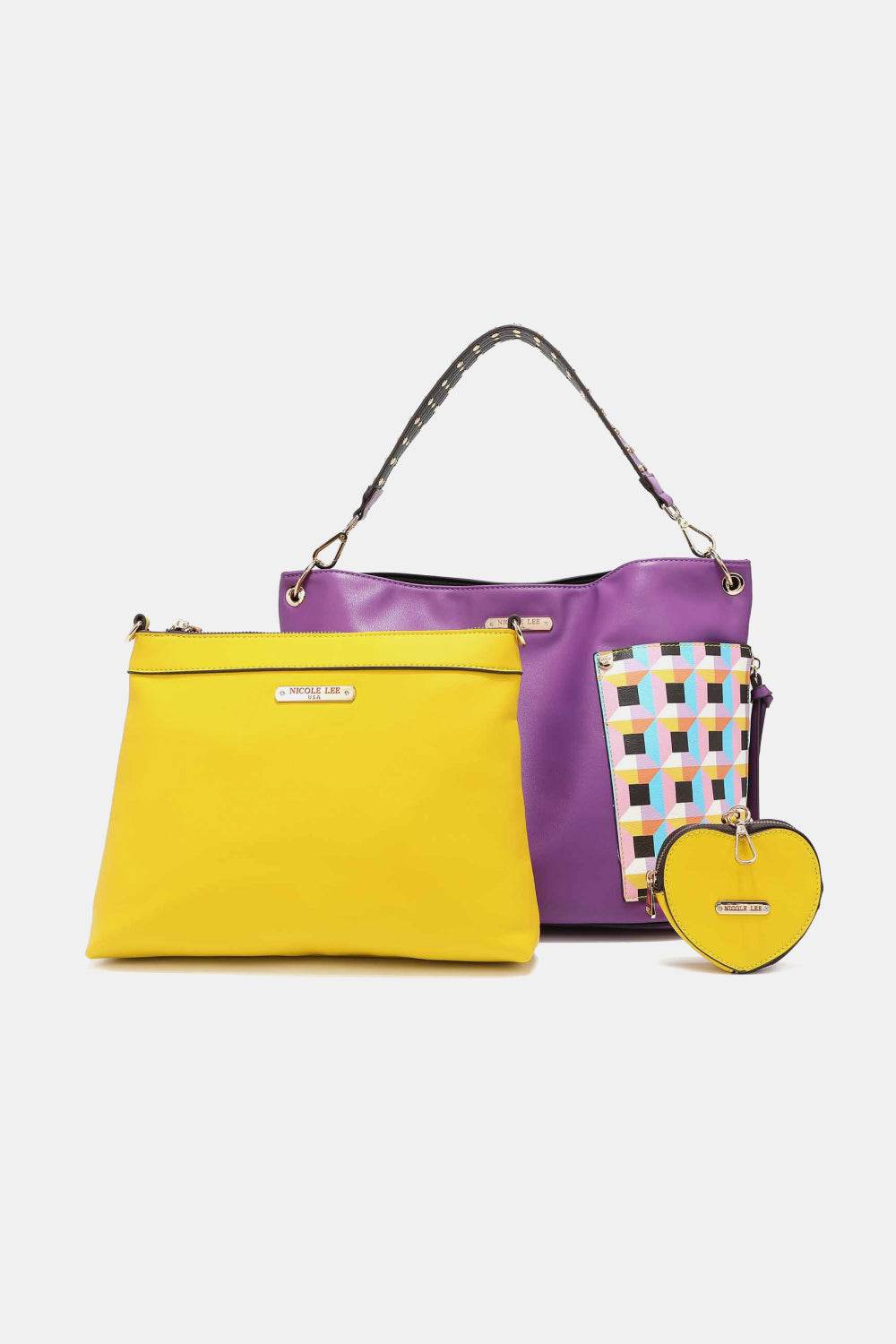 Nicole Lee USA Quihn 3-Piece Handbag Set Purple One Size for a perfect OOTD – dress to impress outfits from Amexza