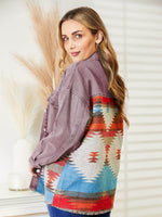 Dropped Shoulder Long Sleeve Printed Denim Jacket for a perfect OOTD – dress to impress outfits from Amexza