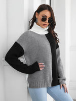 Contrast Turtleneck Long Sleeve Sweater for a perfect OOTD – dress to impress outfits from Amexza