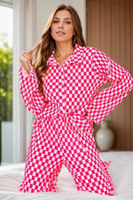 Checkered Button Up Top and Pants Lounge Set Plaid for a perfect OOTD – dress to impress outfits from Amexza