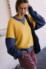 Color Block Round Neck Long Sleeve Sweatshirt for a perfect OOTD – dress to impress outfits from Amexza