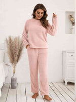 Ivy Lane Teddy Long Sleeve Top and Pants Lounge Set Watermelon pink for a perfect OOTD – dress to impress outfits from Amexza