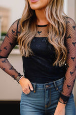 Bow Round Neck Sheer Top - Amexza