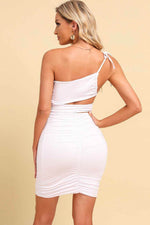 Ruched Cutout One-Shoulder Bodycon Dress for a perfect OOTD – dress to impress outfits from Amexza