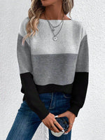 Color Block Boat Neck Sweater Dark Gray One Size for a perfect OOTD – dress to impress outfits from Amexza