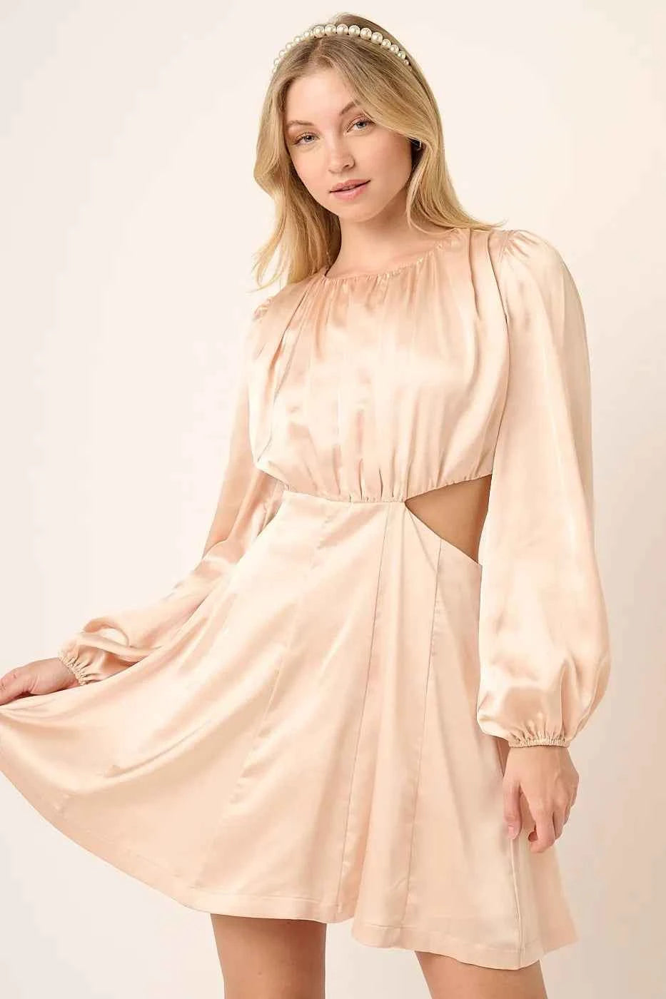 Mittoshop Satin Side Cutout Detail Mini Dress