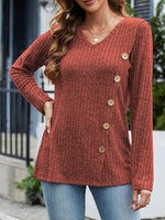 V-Neck Long Sleeve T-Shirt for a perfect OOTD – dress to impress outfits from Amexza