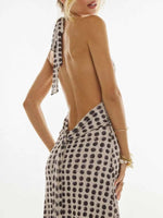 Floral Halter Neck Deep V Maxi Dress